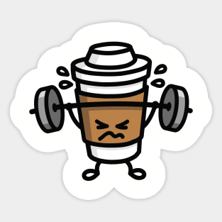 Strong coffee - lift workout cartoon gym fitness Sticker